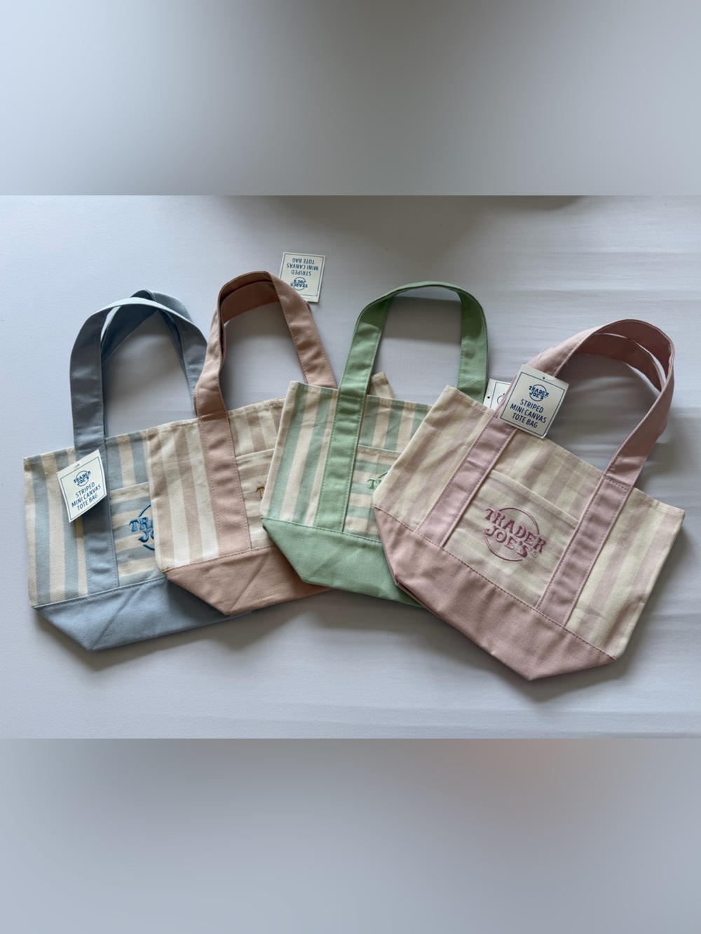 Trader Joe’s Striped Mini Canvas Tote Bags - Set of Four